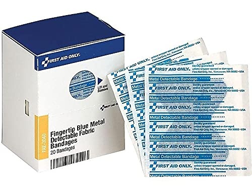 image:imageFirst Aid Only FAE3040 SmartCompliance Refill Blue Metal Detectable Fingertip Bandages First Aid Kit Refill Supplies for Business Food Service Restaurants Worksites and Home 20 Count20