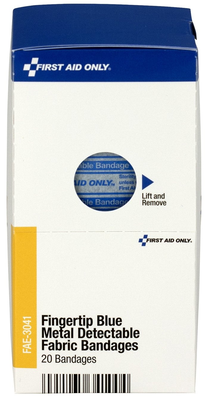 image:imageFirst Aid Only FAE3040 SmartCompliance Refill Blue Metal Detectable Fingertip Bandages First Aid Kit Refill Supplies for Business Food Service Restaurants Worksites and Home 20 Count40