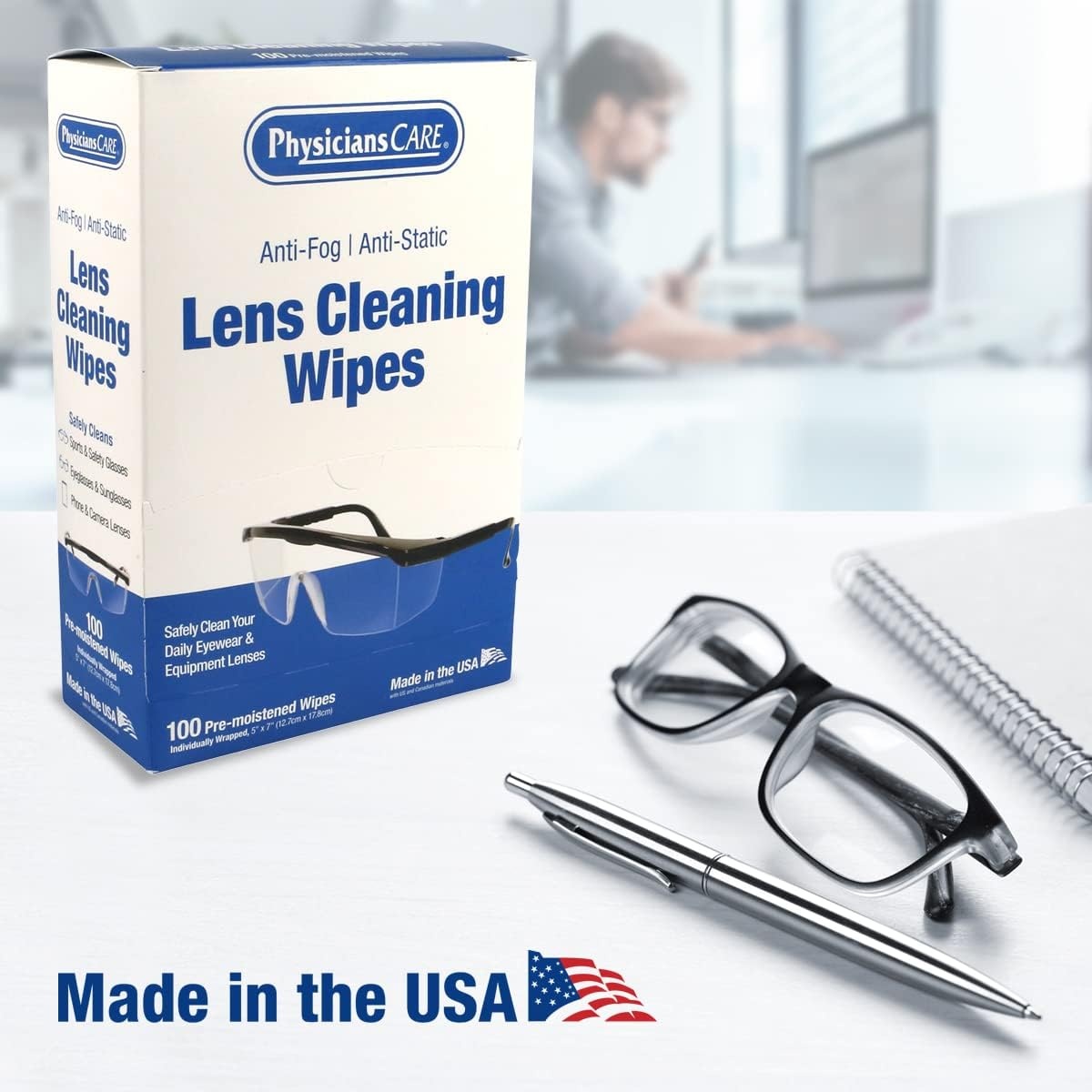 image:imagePhysiciansCare PreMoistened AntiFog AntiStatic Lens Wipes for Eyeglasses 1 Pack 100 Count100 Count Pack of 1