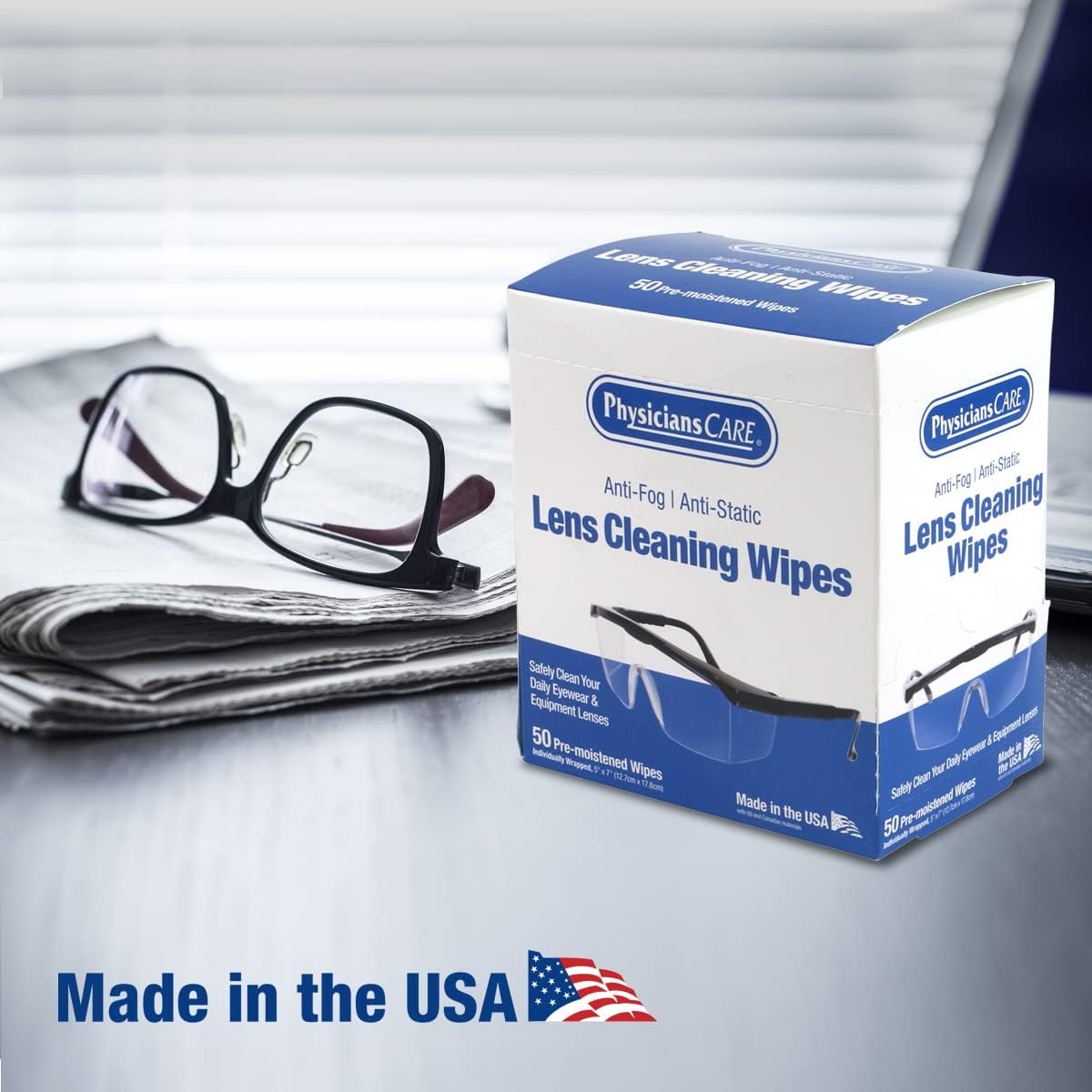 image:imagePhysiciansCare PreMoistened AntiFog AntiStatic Lens Wipes for Eyeglasses 50 Count