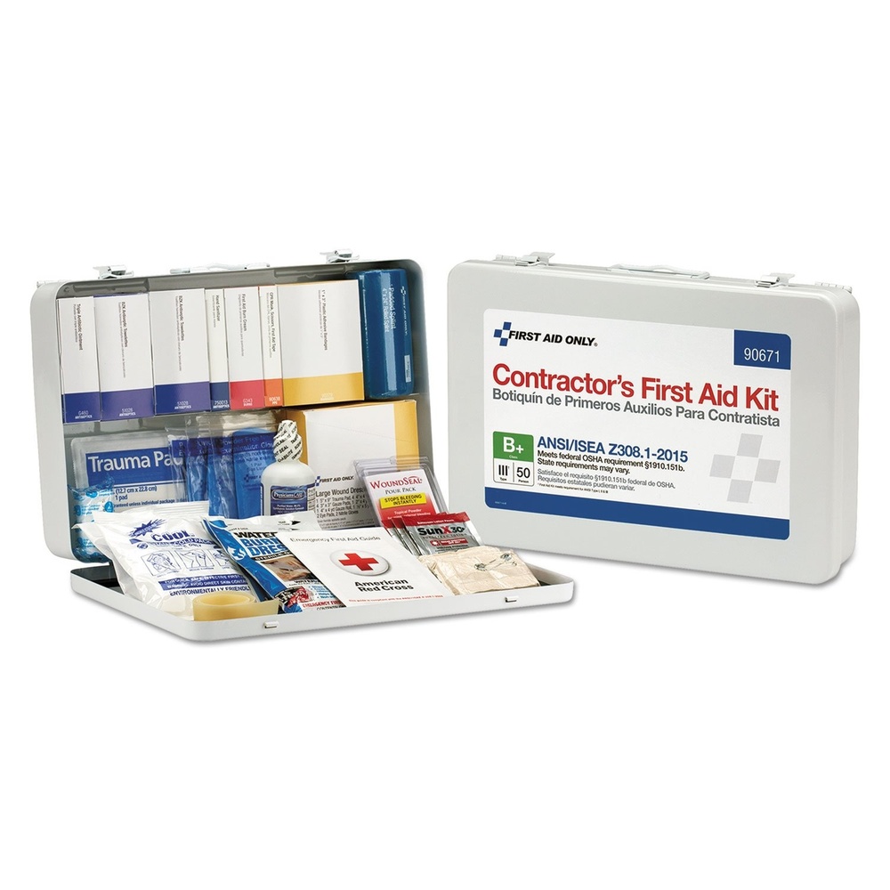 image:imageFirst Aid Only 90671 50Person ANSI B Contractors Emergency First Aid Kit for Home Renovation Job Sites and Construction Vehicles 254 Pieces WhiteAid Kit