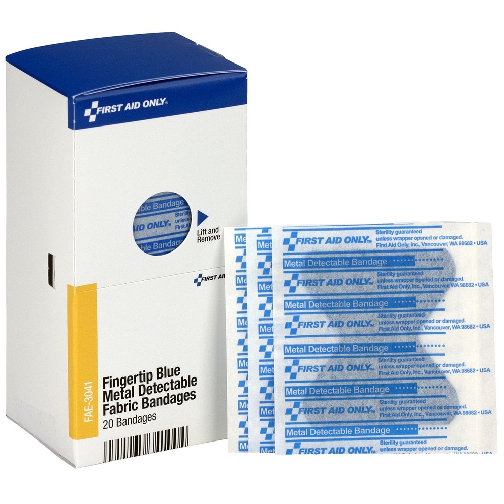 image:imageFirst Aid Only FAE3040 SmartCompliance Refill Blue Metal Detectable Fingertip Bandages First Aid Kit Refill Supplies for Business Food Service Restaurants Worksites and Home 20 Count40