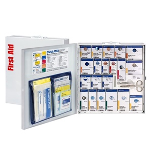 image:imageFirst Aid Only 746005 SmartCompliance 50Person ANSI 2021 A and OSHA Compliant First Aid Cabinet for Restaurant Kitchen Cafeteria and Other Food Service Venues Large Metal Cabinet
