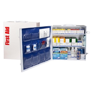 image:imageFirst Aid Only 90575 3Shelf ANSI B and OSHACompliant First Aid Kit 100150Person Emergency First Aid Kit for Business and Worksite First Aid Metal Cabinet with Medications 676 Pieces