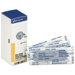 image:imageFirst Aid Only FAE3110 SmartCompliance Refill Blue Metal Detectable 1 x 3 Inch Foam Bandages First Aid Kit Refill Supplies for Business Food Service Restaurants Worksites and Home 25 Count