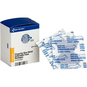 image:imageFirst Aid Only FAE3140 SmartCompliance Refill Blue Metal Detectable Foam Fingertip Bandages First Aid Kit Refill Supplies for Business Food Service Restaurants Worksites and Home 20 CountFAE3140